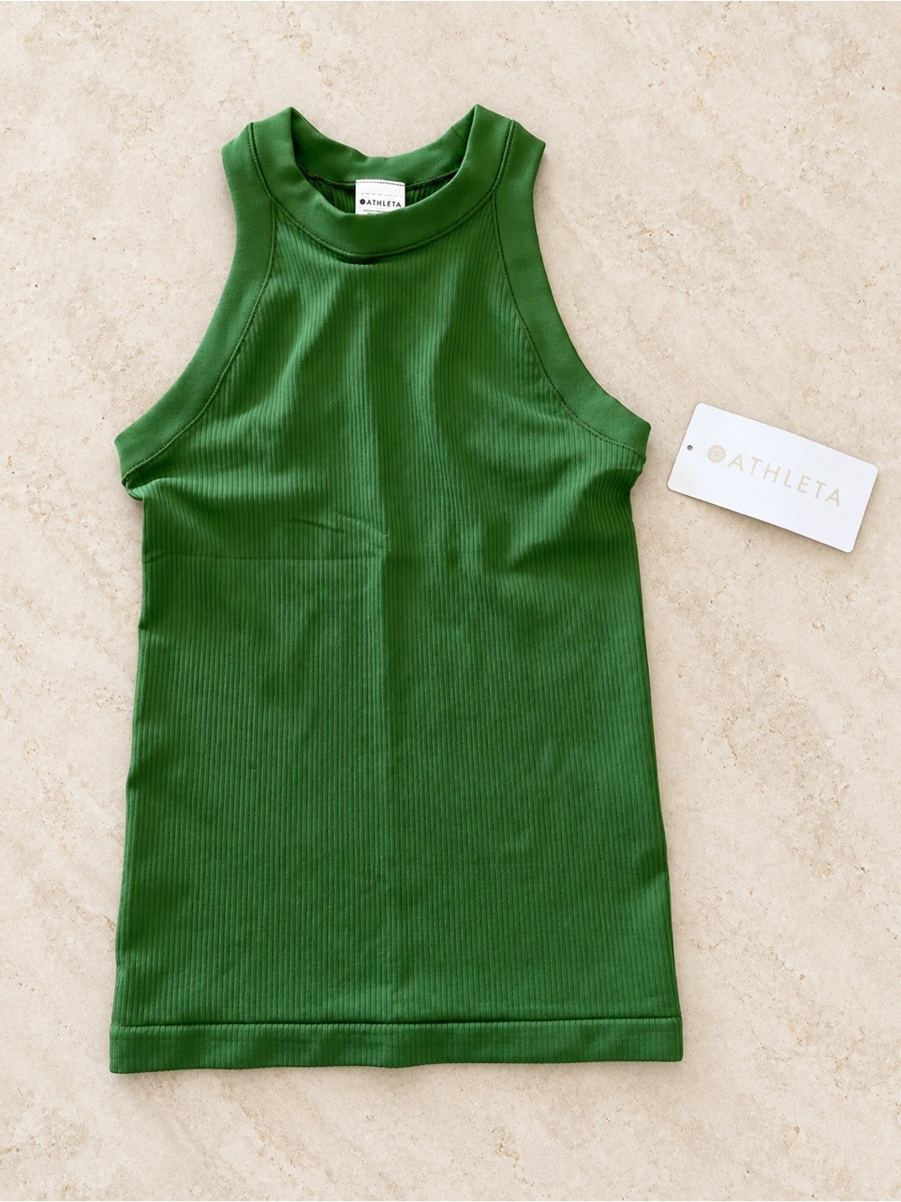 NWT Athleta Emerald Green Ribbed High-Neck Tank XS